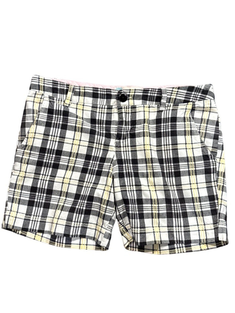 Roxy Black, White & Pale Yellow Plaid Shorts size small